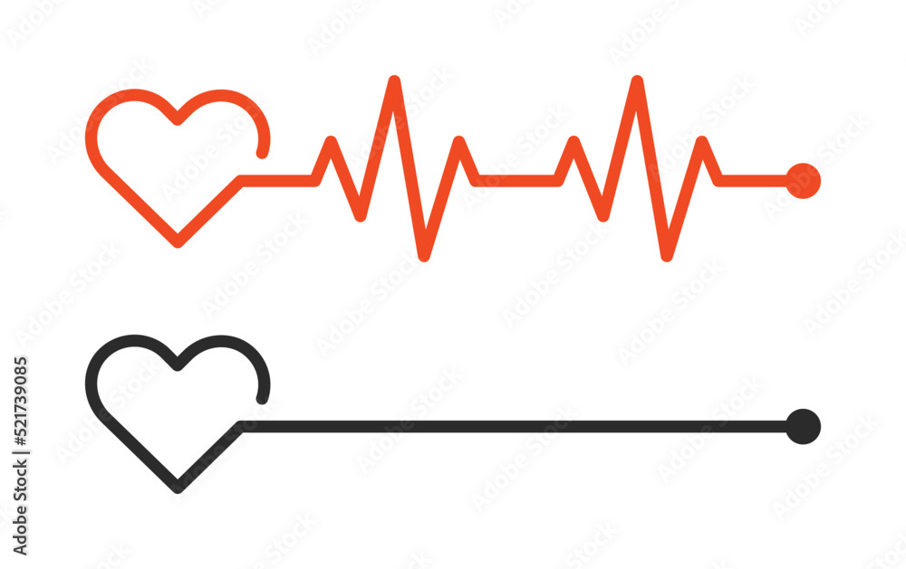 Heartbeat line life monitoring vector icon illustration. Alive with red