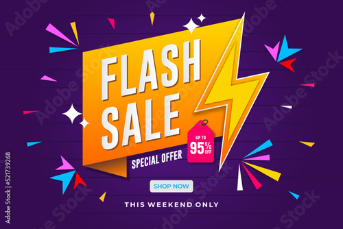 Flash sale banner template design. Abstract sale banner. promotion poster. special offer up to 95% off