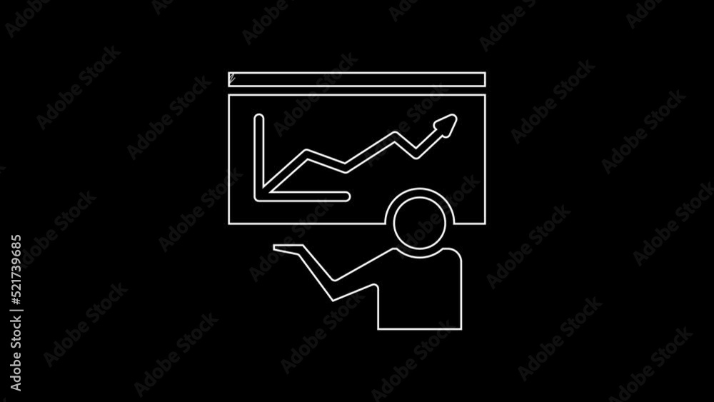 White line Training, presentation icon isolated on black background. 4K Video motion graphic animation White line Training, presentation icon isolated on black background. 4K Video motion graphic animation