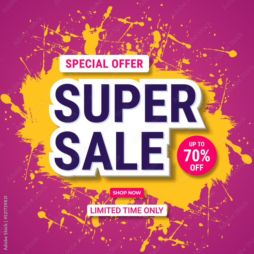 Super sale banner template design. Abstract sale banner. promotion poster. special offer up to 70% off