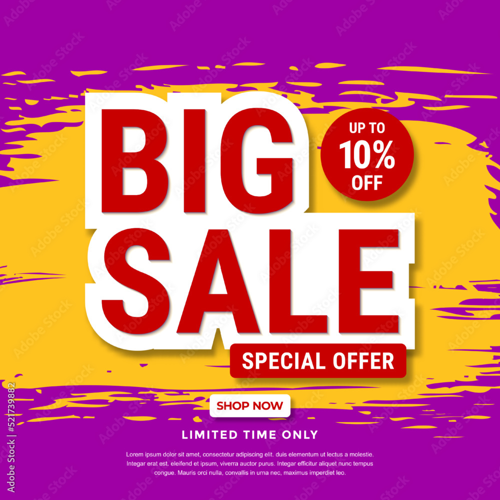 Big sale banner template design. Abstract sale banner. promotion poster. special offer up to 10% off