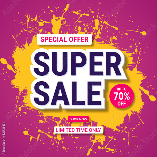 Super sale banner template design. Abstract sale banner. promotion poster. special offer up to 70  off