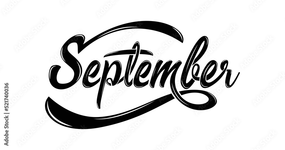 September text Vector illustration. Handwriting modern calligraphy style is suitable for calendars, diaries, posters, or photo overlays. September text Vector illustration. Handwriting modern calligraphy style is suitable for calendars, diaries, posters, or photo overlays.