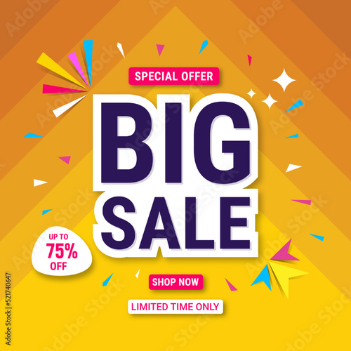 Big sale banner template design. Abstract sale banner. promotion poster. special offer up to 75% off