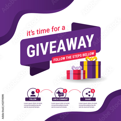 Giveaway social media contest vector template.