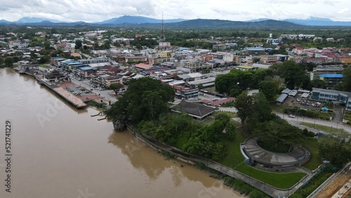 Sri Aman, Malaysia - August 6, 2022: The Sri Aman Township of Sarawak