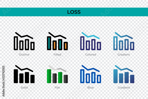 Loss icon in different style. Loss vector icons designed in outline, solid, colored, filled, gradient, and flat style. Symbol, logo illustration. Vector illustration