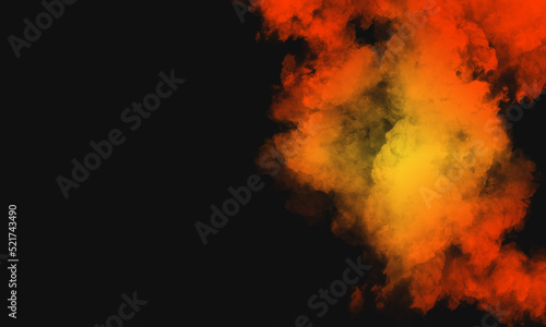 black background with orange gradient smoke on the side