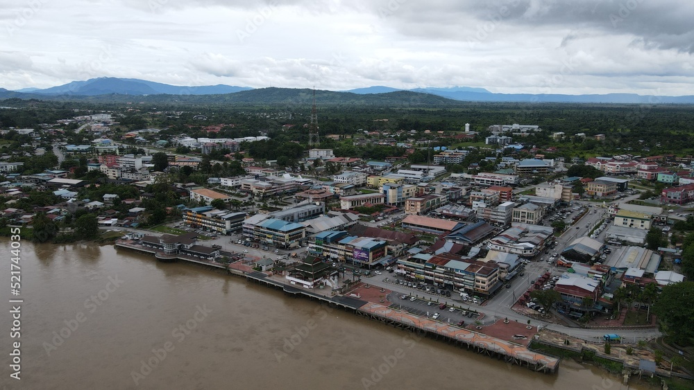 Sri Aman, Malaysia - August 6, 2022: The Sri Aman Township of Sarawak