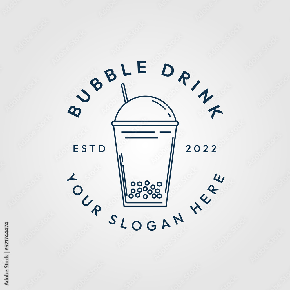 bubble drink line art logo, icon and symbol vector illustration design