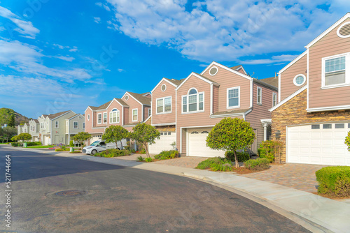 Townhouses with attached garage at Carlsbad, San Diego, California