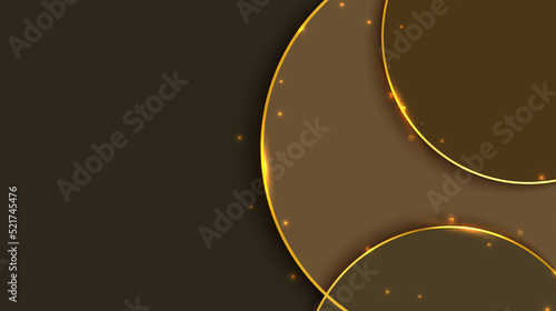Abstract golden elegant brown circles on brown background luxury style.