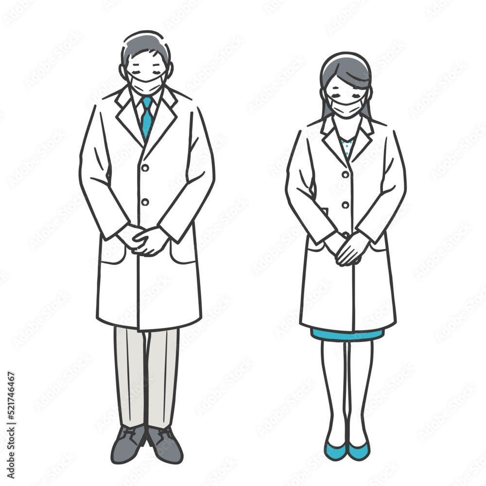 お辞儀をする医師（マスク姿）