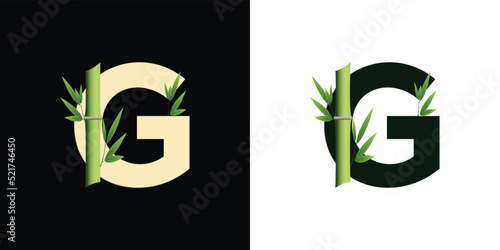 g bamboo logo icon design with template creative initials based lettes