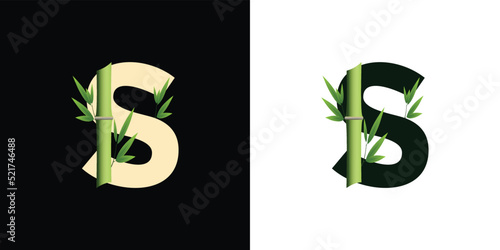 s bamboo logo icon design with template creative initials based lettes
