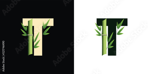 t bamboo logo icon design with template creative initials based lettes