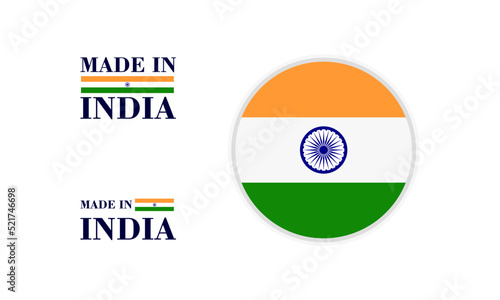 Made in India, Indian flag symbol design, vector illustration. Quality mark vector icon. Perfect for logo design, tags, badges, stickers, emblem, product packaging, etc. Free Download Made in India, Indian flag symbol design, vector illustration. Quality mark vector icon. Perfect for logo design, tags, badges, stickers, emblem, product packaging, etc. - GFXLoad