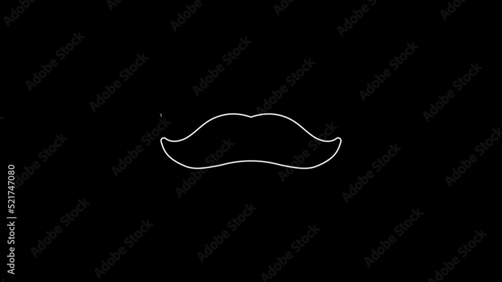 White line Mustache icon isolated on black background. Barbershop symbol. Facial hair style. 4K Video motion graphic animation White line Mustache icon isolated on black background. Barbershop symbol. Facial hair style. 4K Video motion graphic animation
