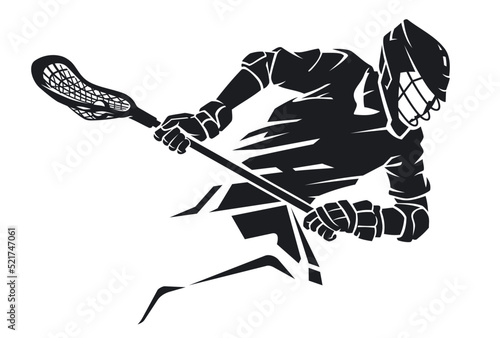 Lacrosse Rush Play, Geometric Style Illustration