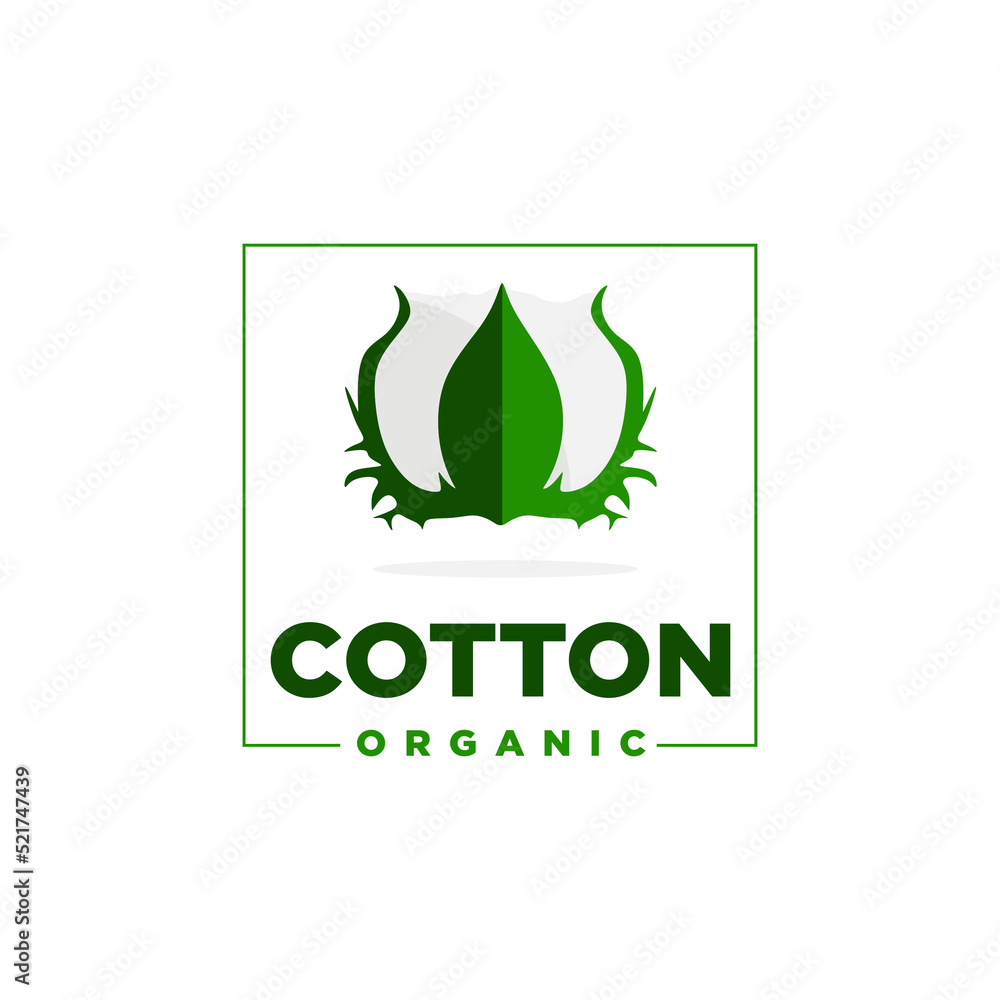 Obraz premium Cotton symbol. Logo template Organic cotton. Isolated plant on white background