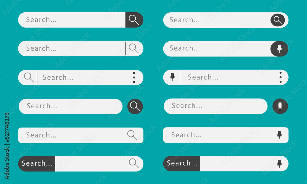 Search bar for ui design. Set of search boxes ui template. Editable stroke. Vector illustration. EPS 10. Search bar for ui design. Set of search boxes ui template. Editable stroke. Vector illustration. EPS 10.