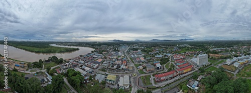 Sri Aman, Malaysia - August 6, 2022: The Sri Aman Township of Sarawak