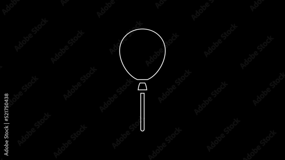 White line Balloons with ribbon icon isolated on black background. Happy Easter. 4K Video motion graphic animation White line Balloons with ribbon icon isolated on black background. Happy Easter. 4K Video motion graphic animation