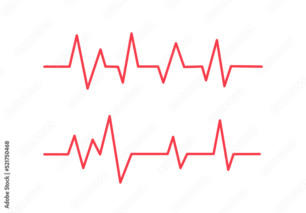 Red heartbeat line on white background. Pulse Rate Monitor. Vector illustration.