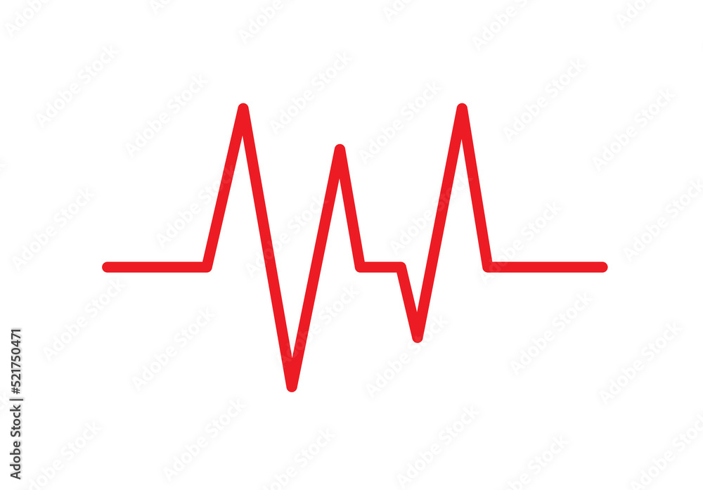 Red heartbeat line icon. Pulse Rate Monitor. Vector illustration.
