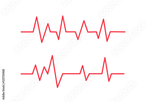 Red heartbeat line on white background. Pulse Rate Monitor. Vector illustration.