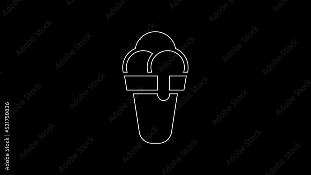 White line Ice cream in waffle cone icon isolated on black background. Sweet symbol. 4K Video motion graphic animation White line Ice cream in waffle cone icon isolated on black background. Sweet symbol. 4K Video motion graphic animation
