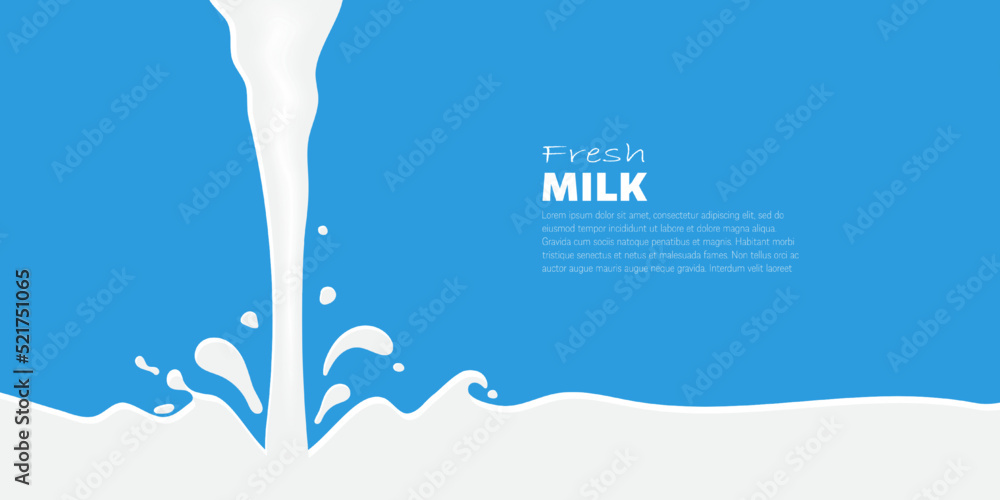 Pouring milk with splash abstract background vector illustration Stock ...