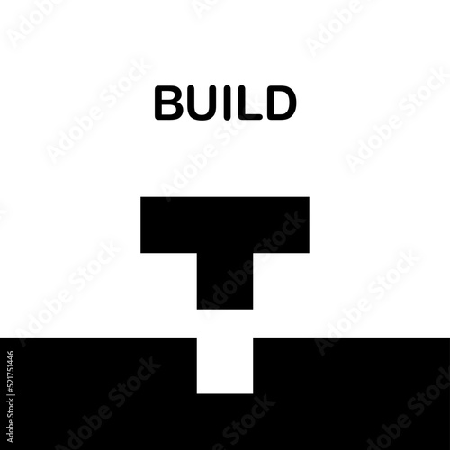 vector minimalist universal logo. folding figures from tetris as a symbol of construction. useful for construction company, construction team, engineering office.for print, web, graphic design, poster