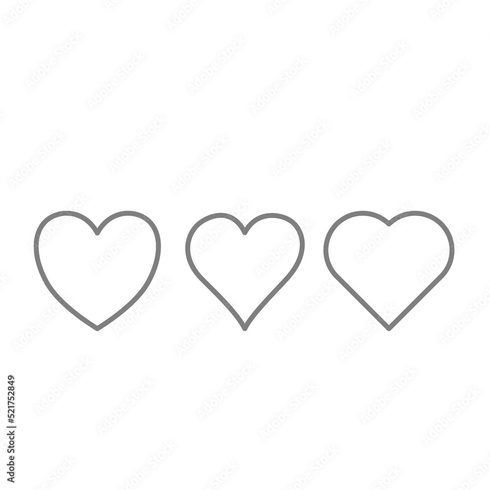 Collection of heart illustrations, love symbol icons set. Set of love illustrations with hearts vector