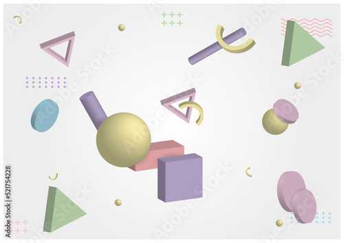 Realistic 3d shapes floating background