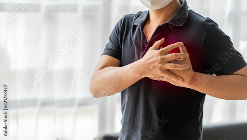 Obraz na plátně Chest pain can be caused by a cardiac medical emergency, such as coronary artery disease