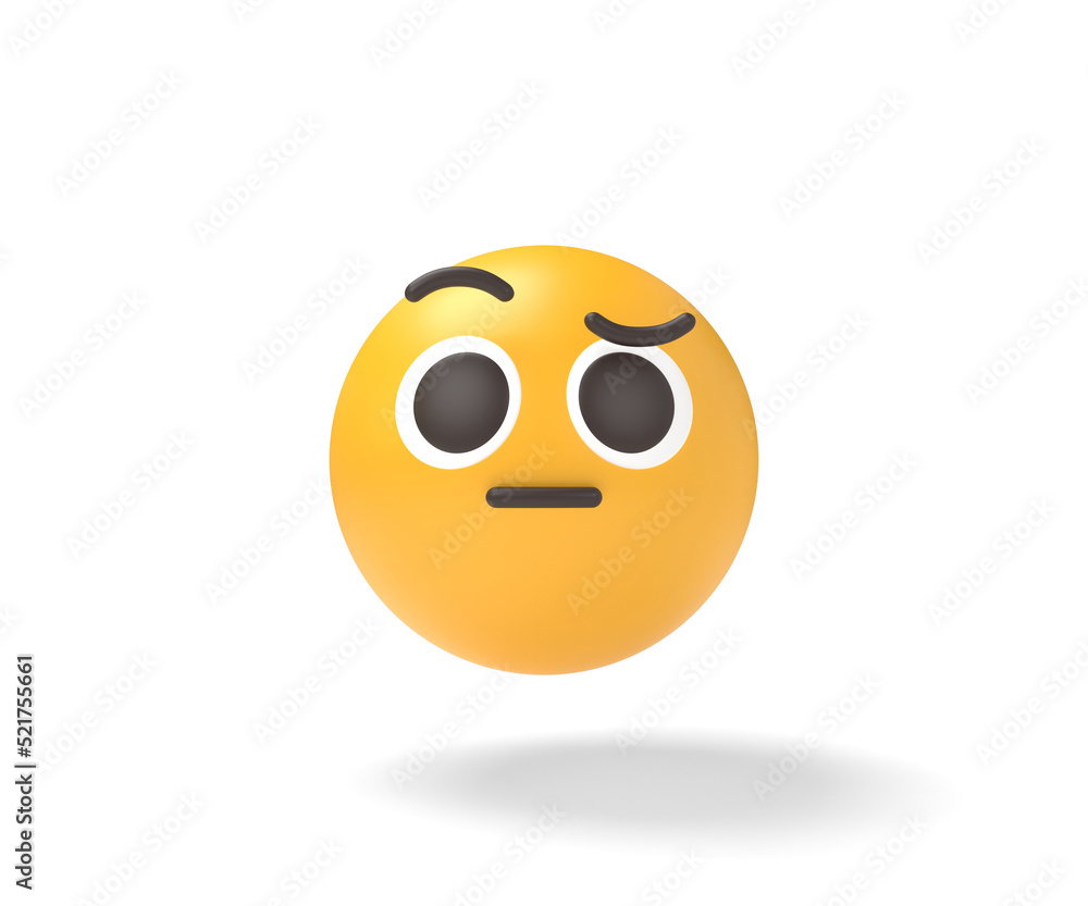 Disapproval emoticon. Emoji 3d illustration. Disapproval emoticon. Emoji 3d illustration.