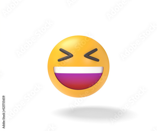 3D illustration happy emoji isolated on white background
