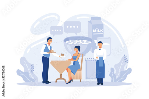 Waiter concept. Restaurant staff in the uniform, catering service. Table setting and customer calculation, sharing tips.