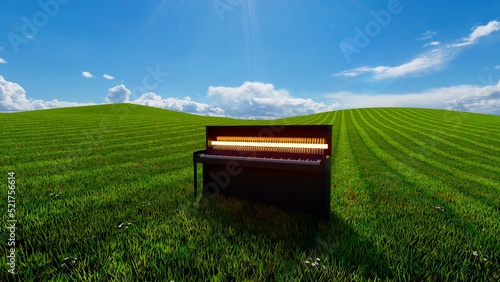 piano, grand piano with nature background