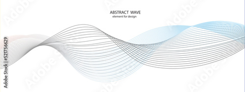 Abstract wavy gray stream element for design on a white background isolated. Wavy stylized lines created using blend tool.