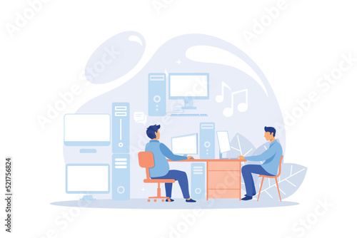 Computer Lab illustration. Advanced computer skills, information technology learning, university on demand laboratory, college tech classroom equipment abstract metaphor.