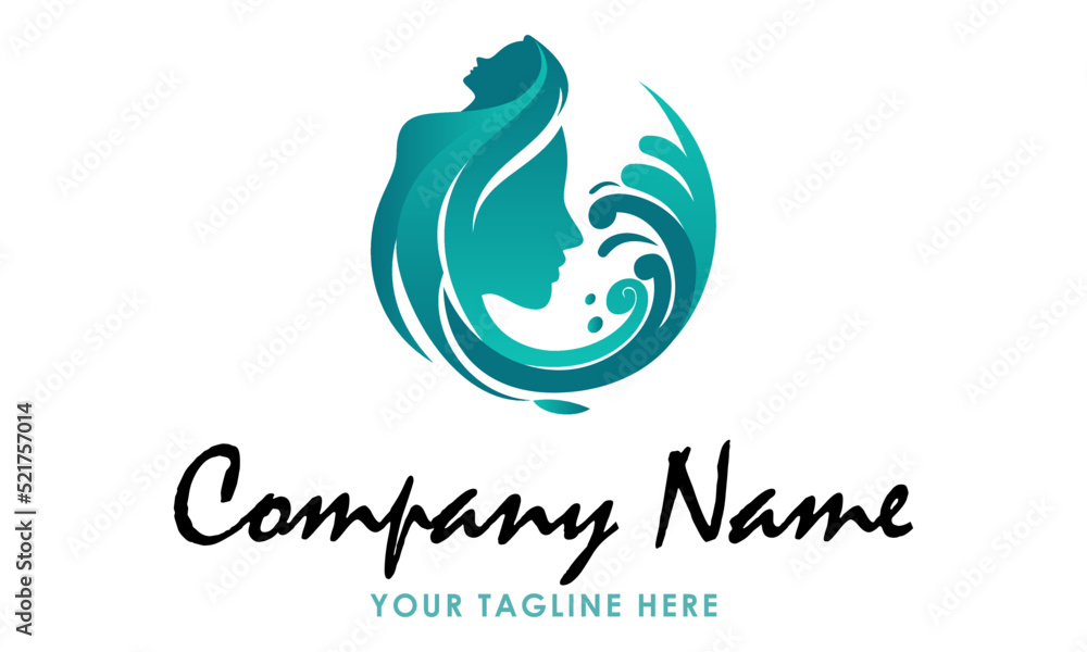 Blue Color Abstract Woman Head Water Beautiful Logo Design Blue Color Abstract Woman Head Water Beautiful Logo Design