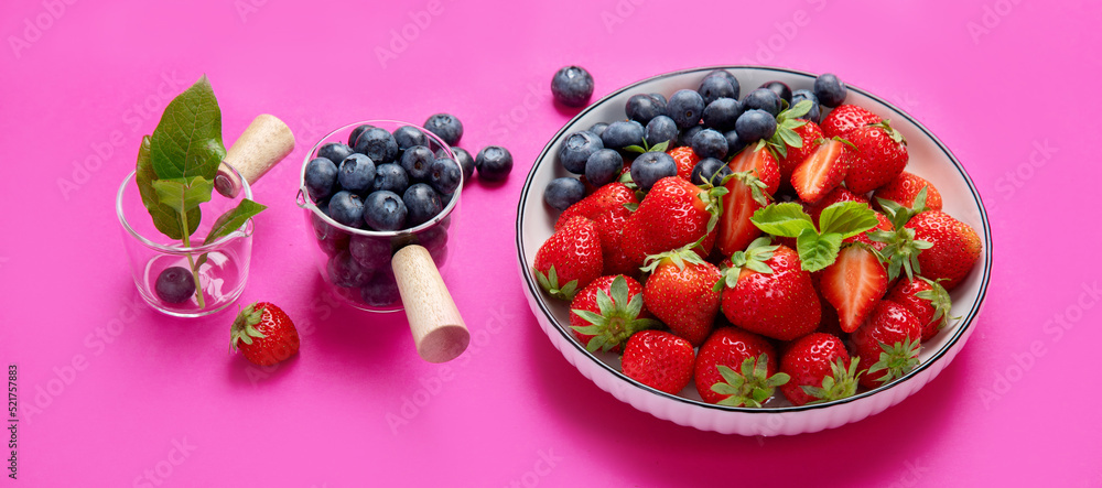 Strawberries on color background. Strawberries on color background.