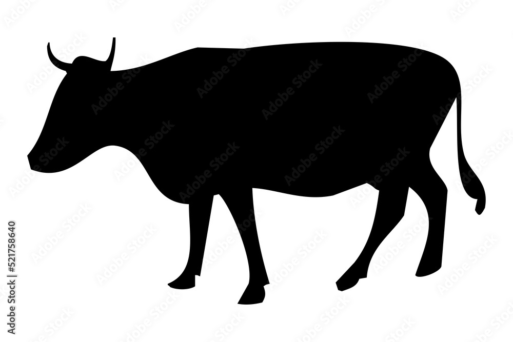 Fototapeta premium black silhouette of a cow's body standing on the side