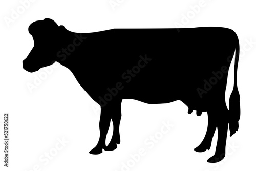 black silhouette of a cow's body standing on the side