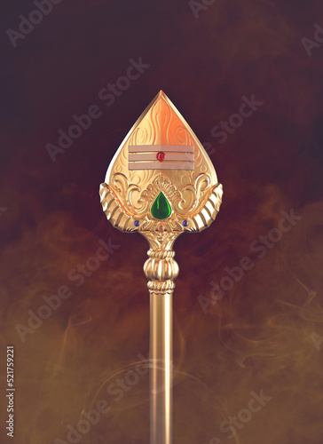 Hindu Tamil God Murugan's Vel - Trident - 3D Rendered Image photo