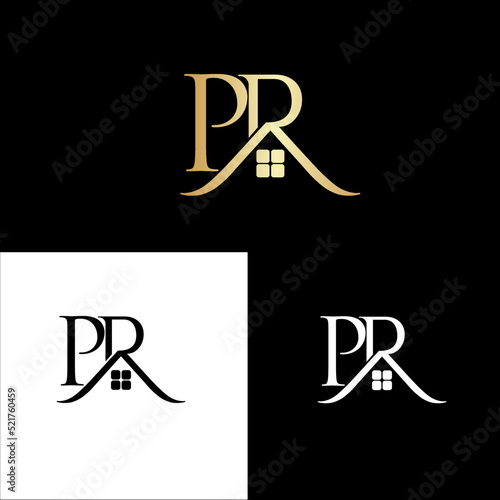 PR Letter Logo Design Template Vector. Letter PR logo real estate