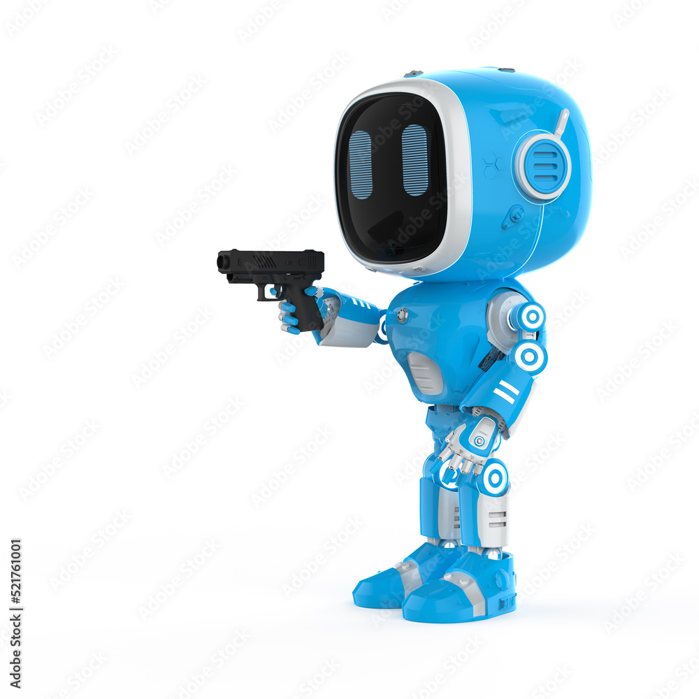 Blue robotic assistant or artificial intelligence robot
