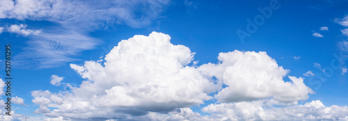 Blue Sky and Cloud background. One day in summer Clear sky with many cloud.Photo concept sky and environment.